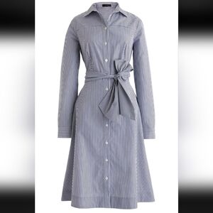 J. Crew Tie-waist Striped Button Front Long Sleeved Pocket Midi Shirtdress NWOT